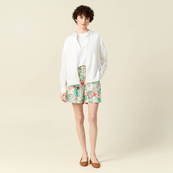 Short droite taille haute blanc femme