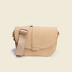 Sac &agrave; rabat en bandouli&egrave;re beige femme