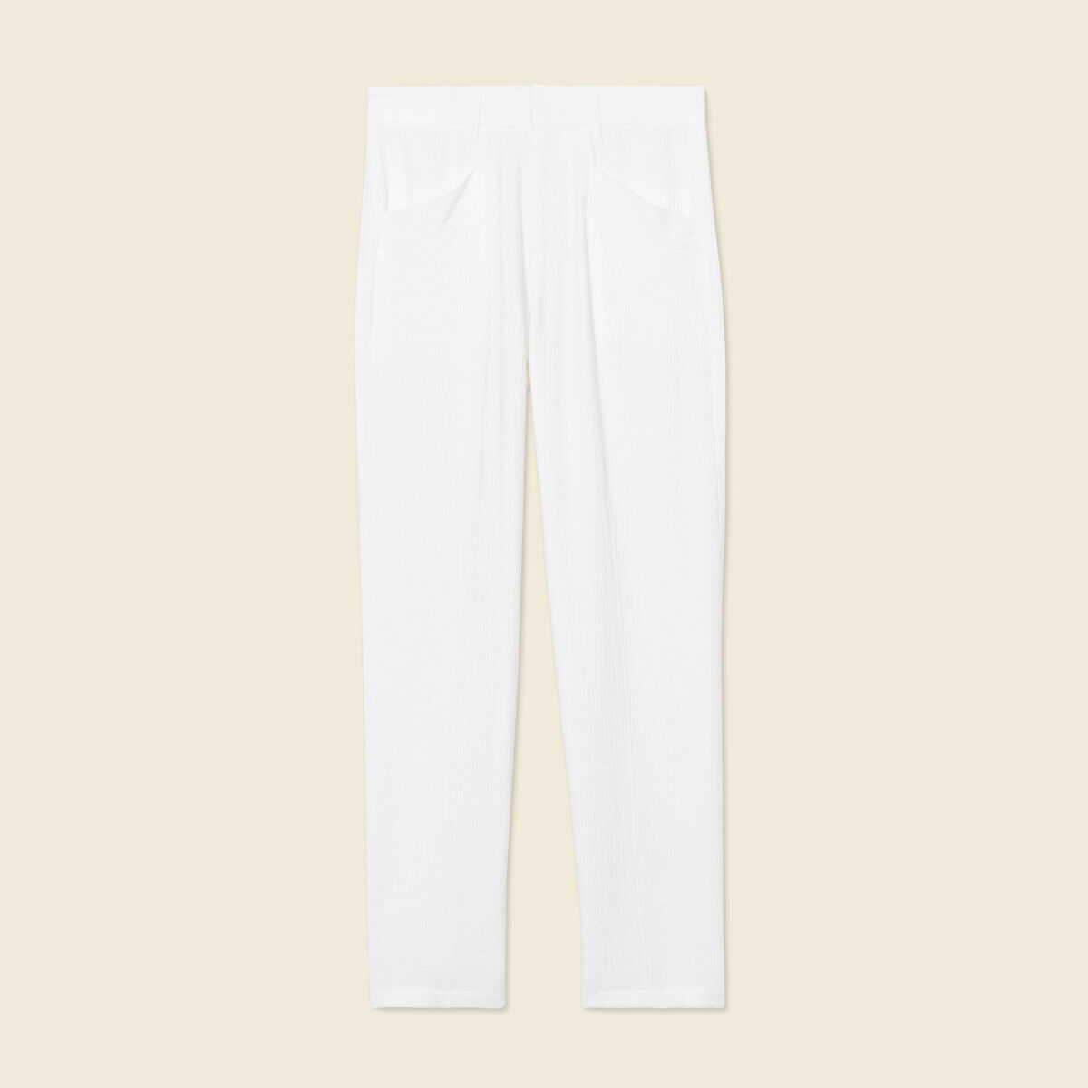 Pantalon cargo fluide ecru femme