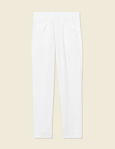 Pantalon cargo fluide ecru femme
