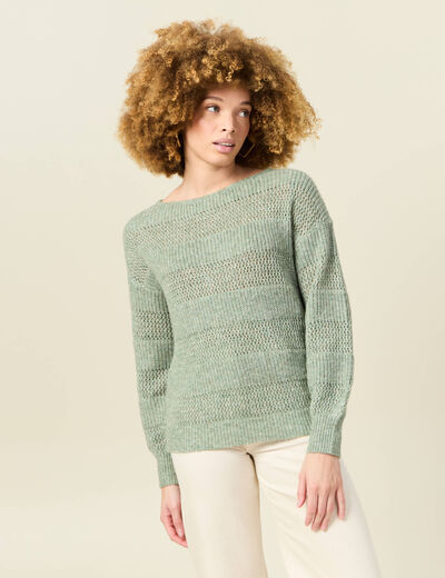 Pull manches longues vert kaki femme