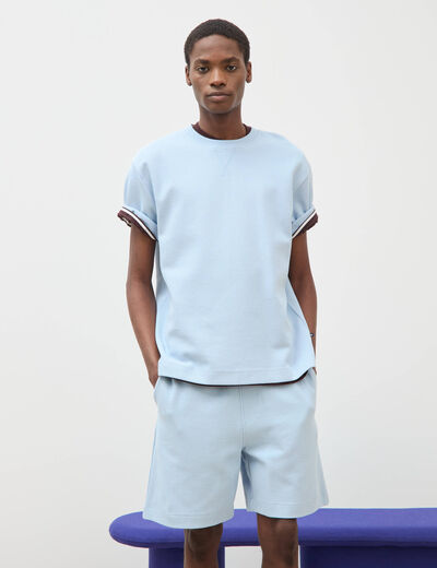 T-shirt ample col rond manches courtes bleu ciel homme