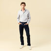 Chemise en coton manches longues gris fonc&eacute; homme