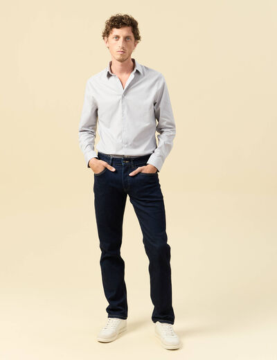 Chemise en coton manches longues gris fonc&eacute; homme