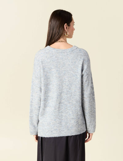 Pull manches longues bleu ciel femme