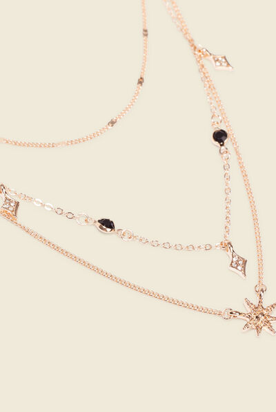 Collier multirangs couleur or femme