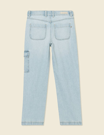 Jeans cargo 5 poches denim bleach femme