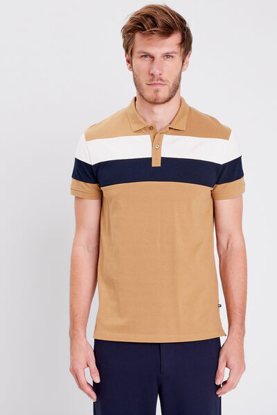 Polo manches courtes camel homme
