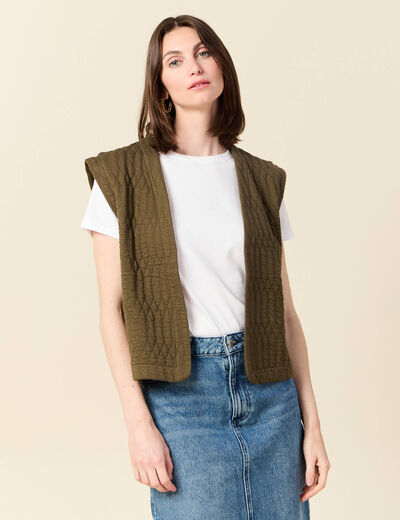 Gilet sans manches matelassé vert kaki femme