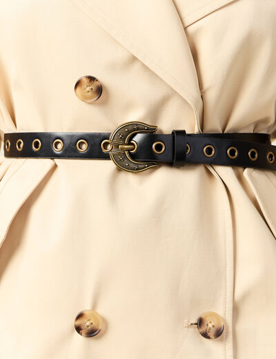 Ceinture large en pu noir femme