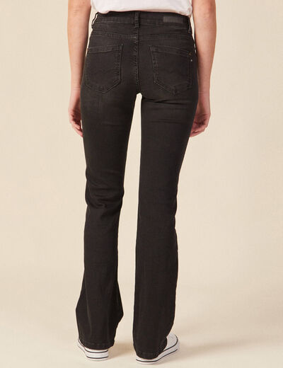 Jeans bootcut détails tressés denim noir femme