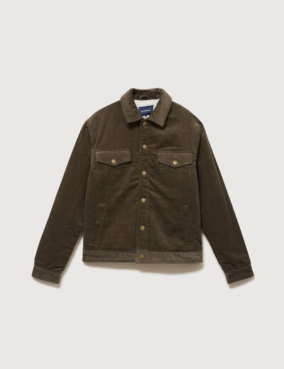 Blouson droit en velours manches longues taupe homme