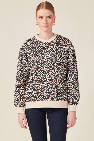 Sweat manches longues marron clair femme
