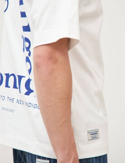 T-shirt ample col rond manches courtes ecru homme