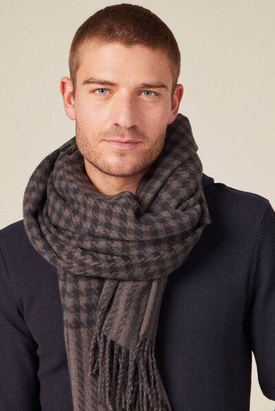 Écharpe à franges gris foncé homme