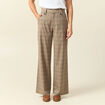 Pantalon large taille haute fluide beige fonce femme
