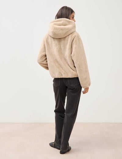 Blouson ample court col montant beige femme