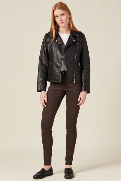 Pantalon skinny marron femme