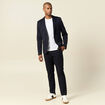 Veste blazer manches longues bleu marine homme