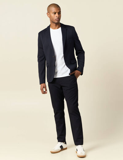 Veste blazer manches longues bleu marine homme