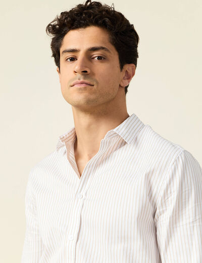 Chemise manches longues beige homme