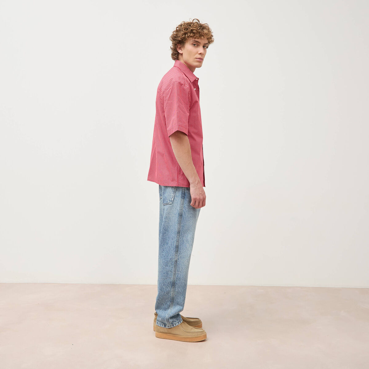 Chemise boyfriend en coton rouge homme
