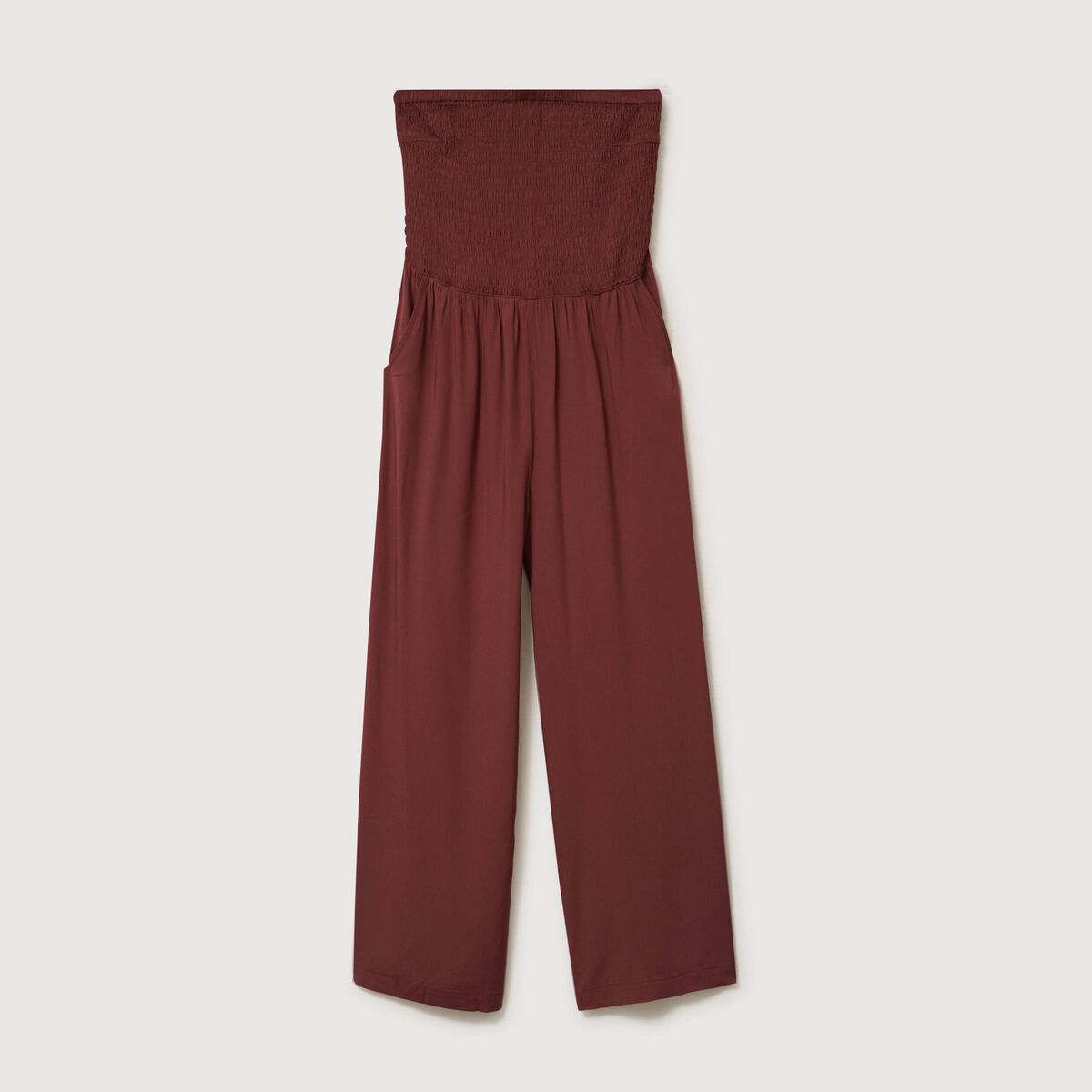 Combinaison bustier sans manches marron cognac femme