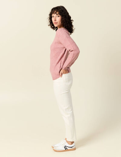 Pull manches longues rose pastel femme