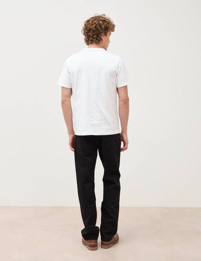 T-shirt col mao manches courtes en coton blanc homme