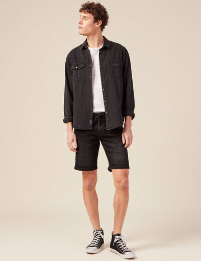 Bermuda en jean ultra stretch denim noir homme