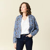 Gilet imprimé manches longues bleu femme