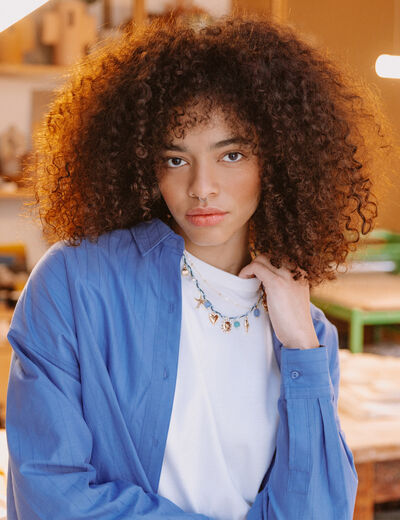Collier bleu marine femme