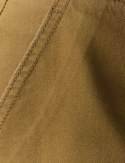 Jeans barrel taille haute 7/8&egrave;me vert kaki femme