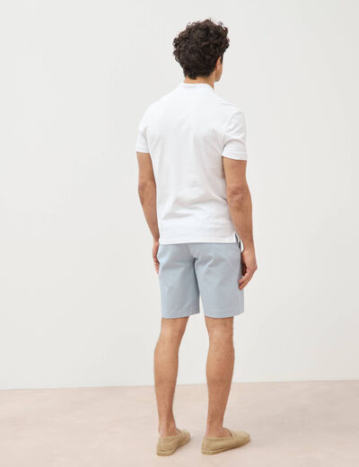Polo cintr&eacute; en coton manches courtes blanc homme