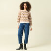 Pull col rond manches longues rose femme