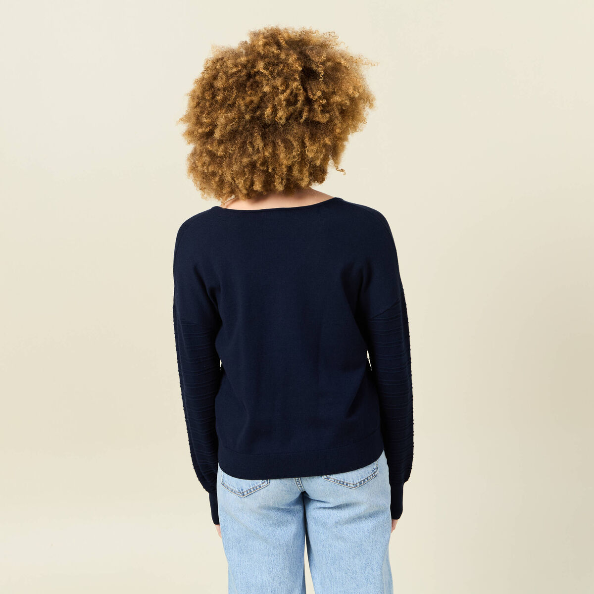 Pull manches longues bleu marine femme