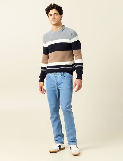 Pull manches longues bleu marine homme