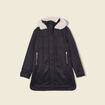 Parka droite à capuche noir femme