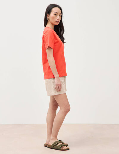 T-shirt manches courtes orange fonc&eacute; femme