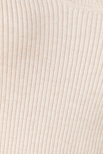 Pull manches courtes creme femme