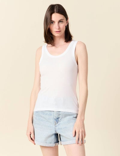 D&eacute;bardeur d&eacute;collet&eacute; sans manches blanc femme