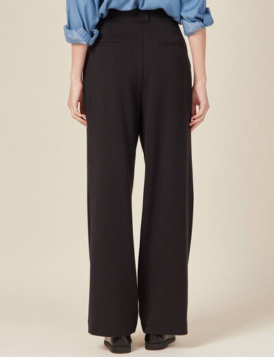 Pantalon large fluide noir femme