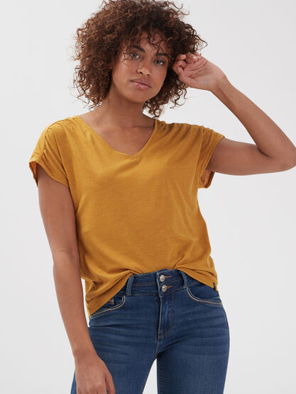 T shirt manches courtes jaune femme