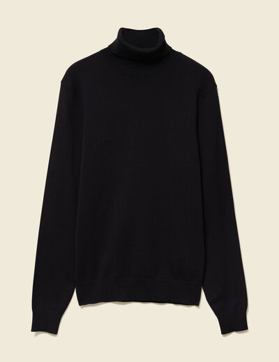 Pull droit court manches longues noir homme