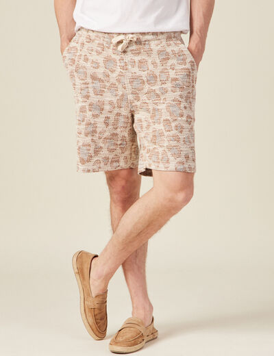Bermuda droit taille nouée beige homme