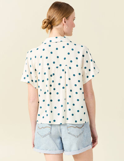 Chemise manches courtes bleu canard femme