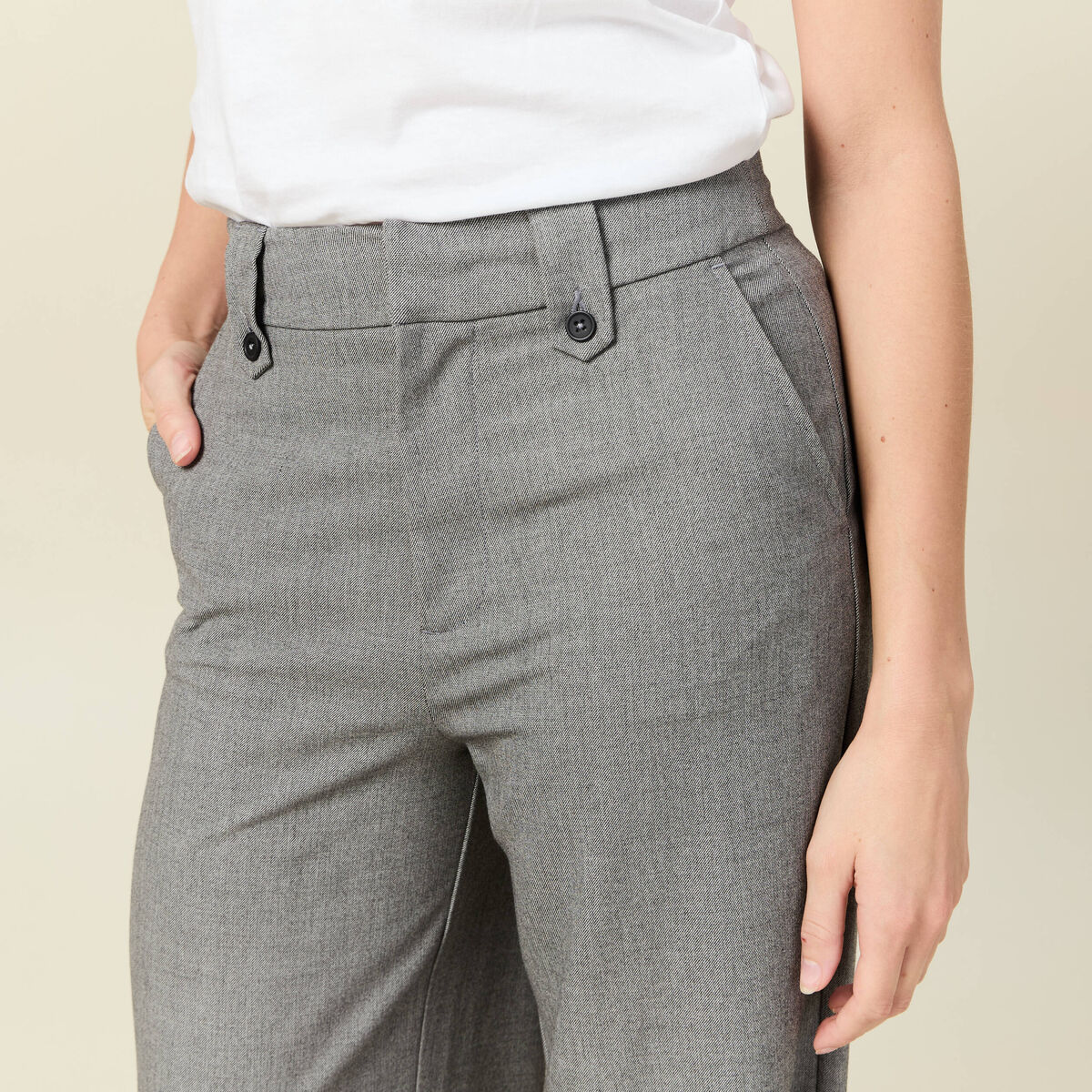 Pantalon large fluide gris femme