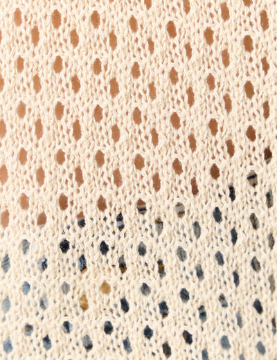 Pull col en V éco-responsable creme femme