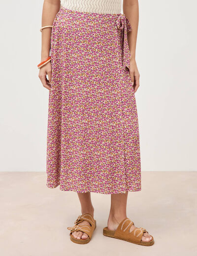 Jupe fluide rose framboise femme