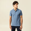 Polo cintré manches courtes en coton bleu foncé homme